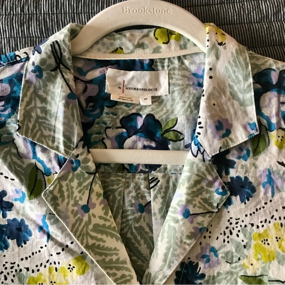 Anthropologie Printed Surf Button Down Shirt Blue Motif Size SP NWOT - Picture 13 of 13